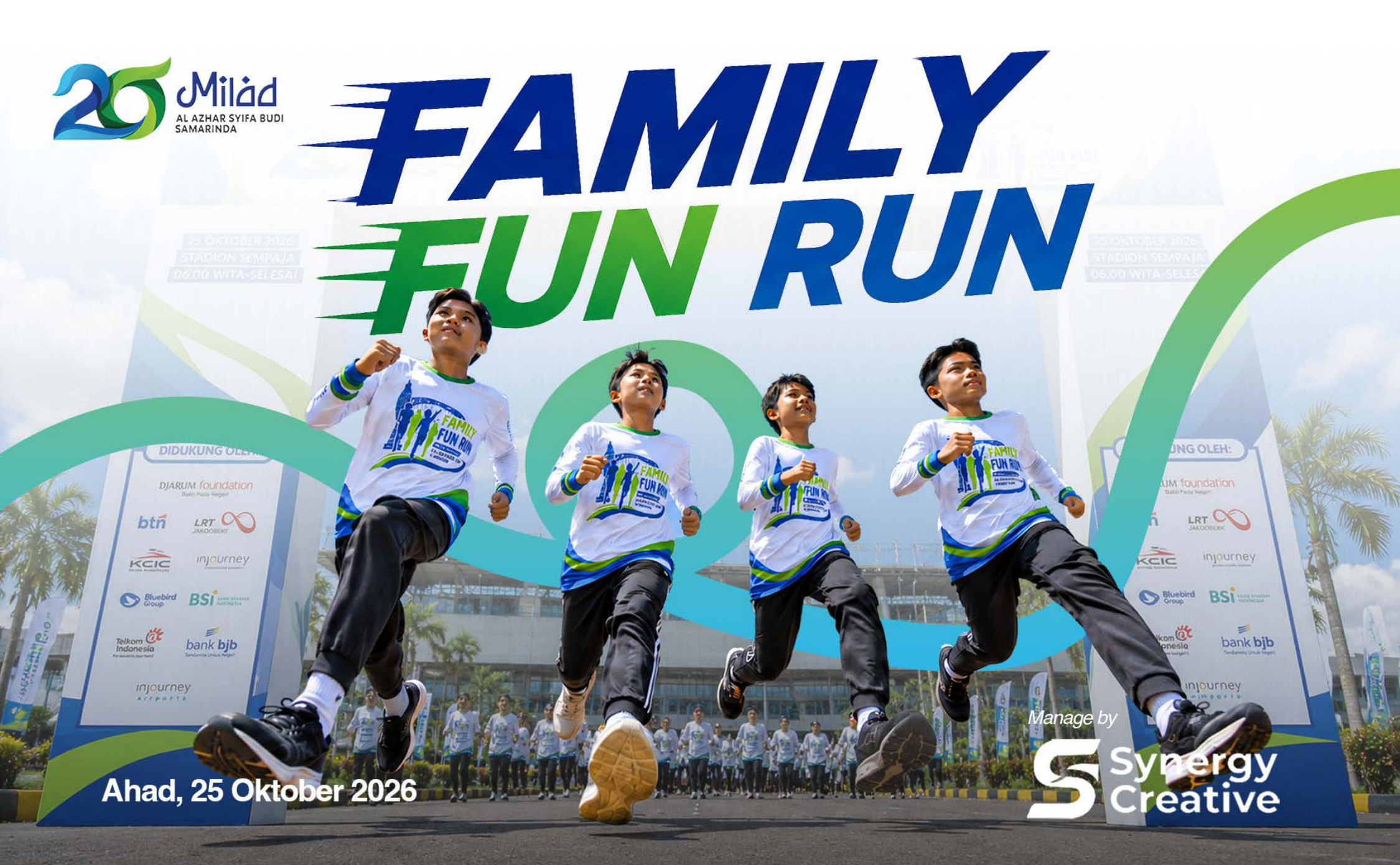 Keluarga berlari bersama dalam Family Fun Run